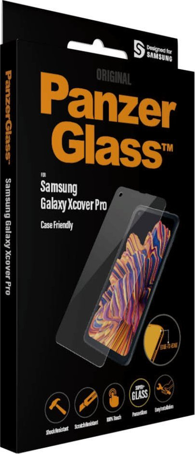 Xham mbrojtës PanzerGlass për Samsung Galaxy Xcover Pro, mbulim skaj më skaj, i përshtatshëm me kapak, transparent