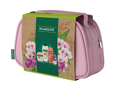 Set xhel dushi + shampo dhe balsam + sapun + deodorant + çantë Palmolive Naturals Almond