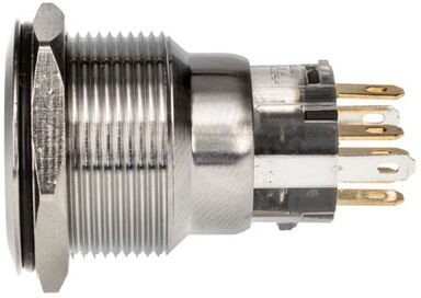 Buton metalik DimasTech Silverline Dot, 22mm, RGB, argjendtë