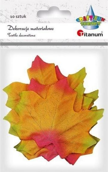 Gjethe dekorative Titanum Maple Leaves, material tekstil, 80 x 75 mm, kuqe verdhë, 10 copë
