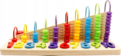 Lodër edukative Ecotoys Abacus Blocks Numbers, abakus druri, numra dhe forma gjeometrike, shumëngjyrëshe