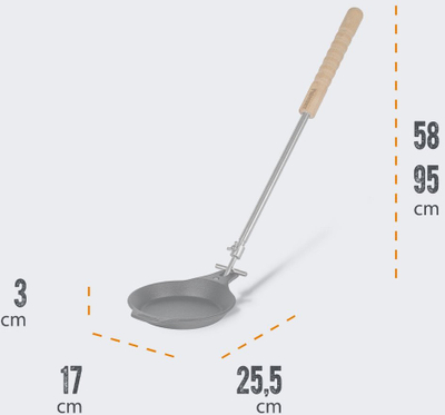 Тигањ од лиено железо Petromax Campfire Skillet, за логорски оган, со телескопска рачка