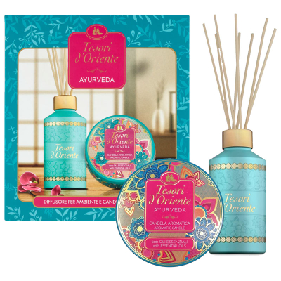 Set Tesori d'Oriente Ayurveda Shkopinjë Arome 250 ml + Qiri Aromatik 109 g