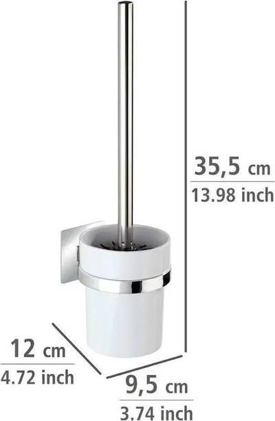 Mbajtëse furçe tualeti Wenko Quadro, montim mur Turbo Loc, plastike, e bardhë
