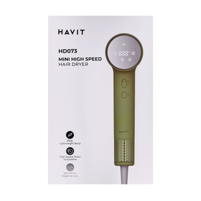 Tharëse flokësh Havit HD073 EU, 1300W, teknologji jonike, e gjelbër