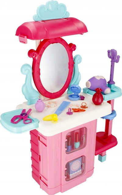 Set tualeti lodër MEGA CREATIVE 3in1, me valixhe, me pasqyrë, rozë
