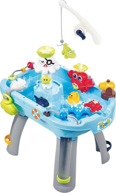 Tavolinë interaktive me ujë LEAN Toys 22633, me muzikë, shumëfunksionale, blu