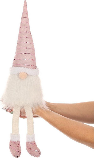 Figurë dekorative Saska Garden Decorative Gnome Shiny Santa, 67 cm, rozë me shkëlqim