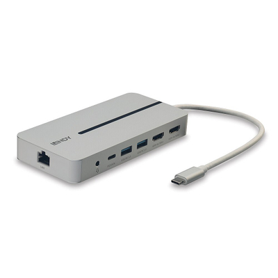 Stacion lidhës Lindy DST-Mx Duo USB-C, 4K, 100W, i argjendtë
