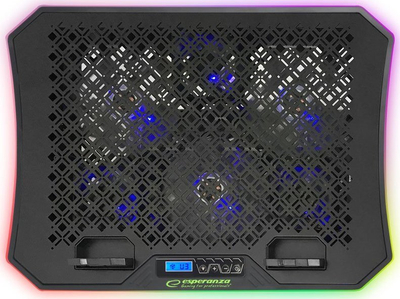 Bazë ftohëse për laptop Esperanza RGB GALERNE EGC109, me ventilator, drita RGB, e zezë