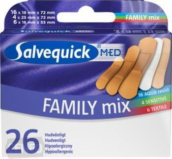 Fasha ngjitëse Salvequick Family Mix, 26 copë