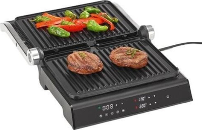 Grill elektrik Severin SEVINI Comfort KG2399, me kapak shtypës, i zi argjendtë