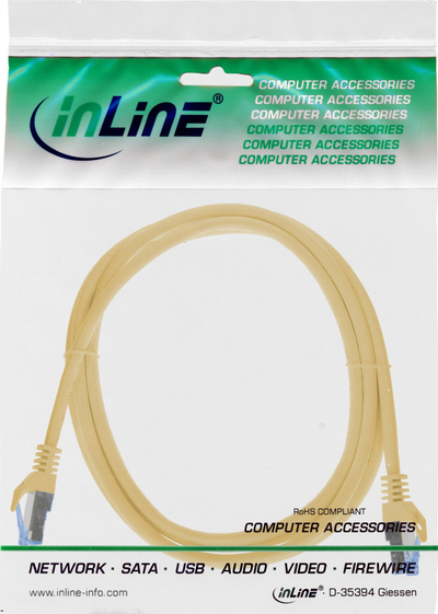 Kabëll rrjeti InLine Patch Cable Cat.6A, S/FTP, 1.5m, i verdhë