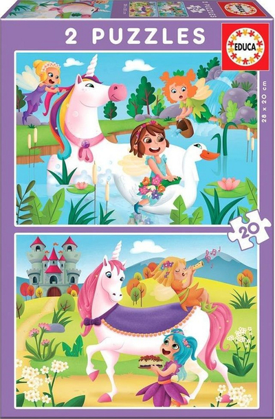 Puzzle Educa Unicorns and fairies G3, 2x20 pjesë