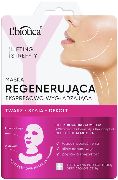 Maskë rigjeneruese për fytyrë L'biotica Lifting Y Zone, efekt lifting, 1 copë