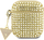Kuti mbrojtëse Guess Hardcase Rhinestone Triangle për Apple AirPods, poliuretan, gold