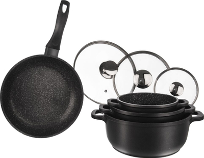 Set tenxheresh ORION GRANDE, 7 pjesë, sipërfaqe jo-ngjitëse, i zi