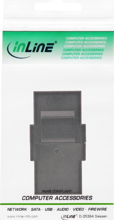 Modul keystone USB InLine 76201P, USB 2.0 A femër me femër, i zi