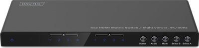 Ndarës HDMI Digitus 4x2 Matrix Multi Viewer, 4K 30Hz, i zi