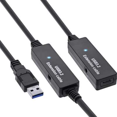 Kabllo zgjatuese aktive InLine USB 3.2 Gen 1, 15m, USB A në USB C, e zezë