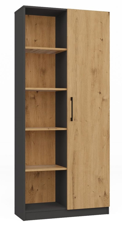Raft librash Topeshop Large, 10 rafte, 80x30x182 cm, antracit dhe artisan oak