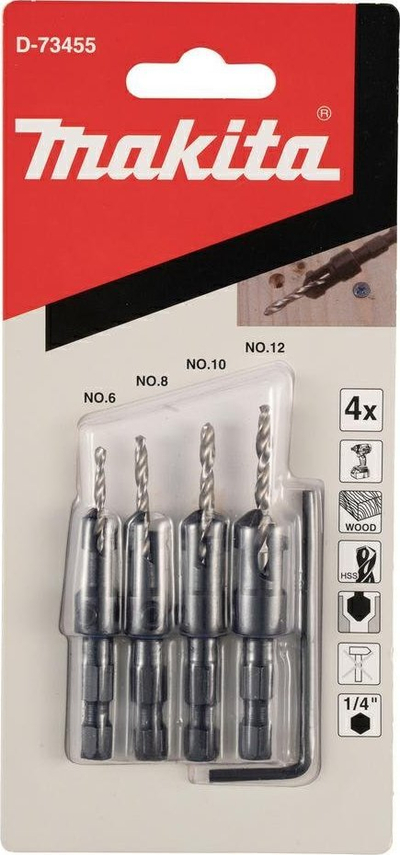 Set frezash gropëzimi Makita D-73455, 4 copë, HSS, për dru