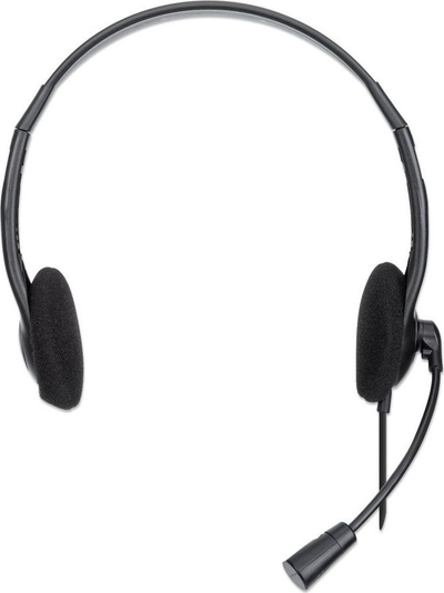 Слушалки Manhattan Stereo USB, бум микрофон, USB A поврзување, црни