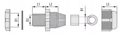 Presse kablli Pawbol M12, diametër 3 6,5 mm, IP67, e bardhë