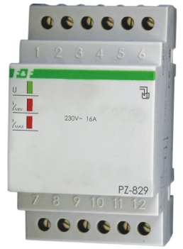 Rele për kontroll të nivelit të lëngjeve F&F PZ-829, 16A, 2P, 1-100kOhm