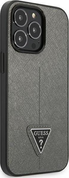 Mbulesë telefoni Guess Saffiano Triangle GUHCP13LPSATLG, për iPhone 13 Pro 6.1", hardcase, argjend