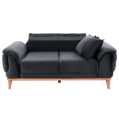 Divan krevati Bennington HM3250.01, 2 ulëse, 180x95x80 cm, i zi velvet