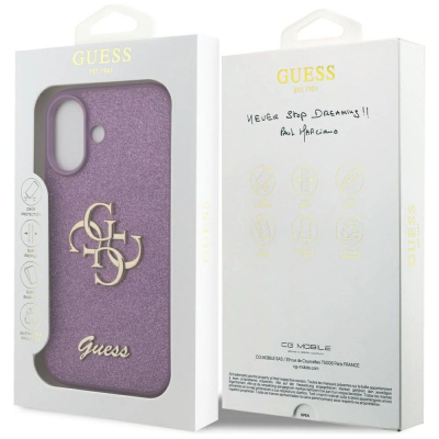 Kapak telefoni Guess Fixed Glitter Big 4G GUHCP17SHG4SGL, për iPhone 17, me shkëlqim, lejla