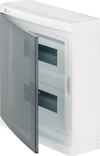 Kuti shpërndarëse Elektro-Plast Elegant 2425-01, 2x12 module, për mur jashtë, me derë transparente