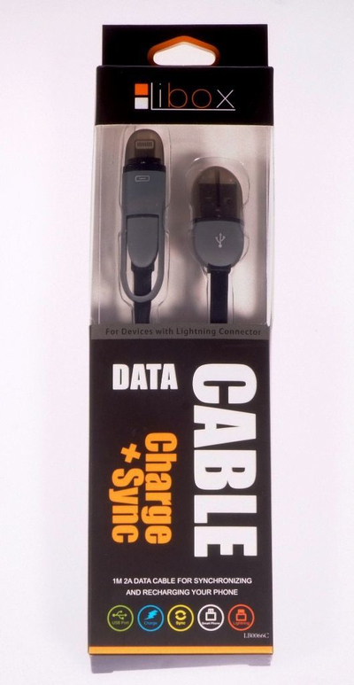 Kabllo Libox mikroUSB / Lightning USB (LB0066C), 1m, e zezë