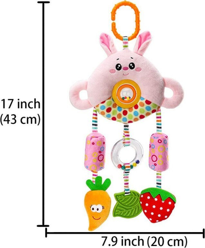 Lodër varëse për bebe Hoogar Rabbit, pelush, 43cm, rozë me shumë ngjyra
