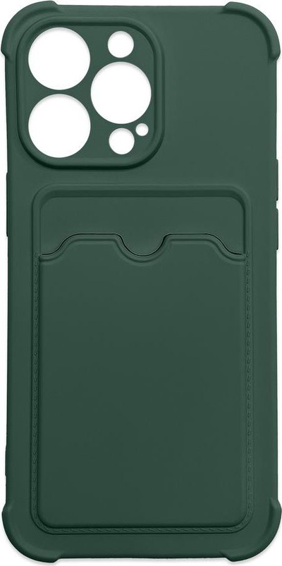 Mbulesë telefoni Hurtel Card Armor për iPhone 13 Mini, me xhep për karta, jeshile mat