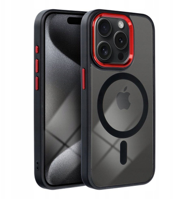 Kapak telefoni OEM COLOR EDGE MAG, MagSafe, për iPhone 17 Air Pro, i zi e kuqe