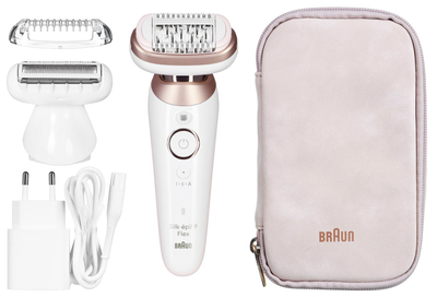 Epilator Braun Silk-épil Series 9 Flex 9-030 3D, Wet &amp; Dry, pa kabllo, i bardhë