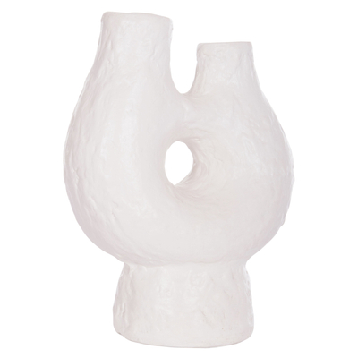 Vazo dekorative tavoline NAMENTIS HM4665.02S, terrakotë, 26x15x32.5 cm, e bardhë