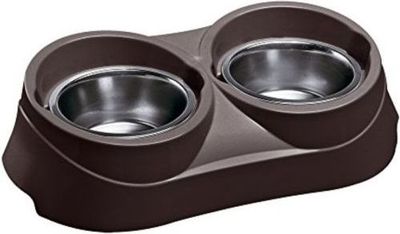 Mbajtëse tasash Ferplast Duo Feed 03, 2 tasa, plastike, gri