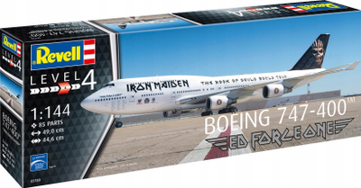 Model avioni plastik Revell Boeing 747 400 Iron Maiden Ed Force One, shkallë 1:144, komplet për montim, shumëngjyrësh