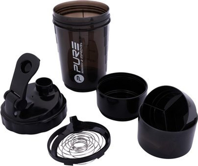 Shaker Pure2Improve, 500 ml, me dy ndarje, i zi