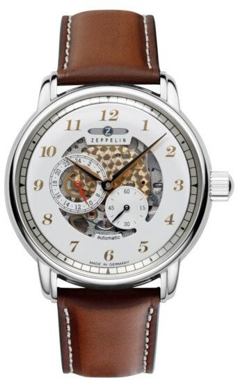 Orë dore automatike Zeppelin New Captain's Line 86581, 42 mm, e bardhë