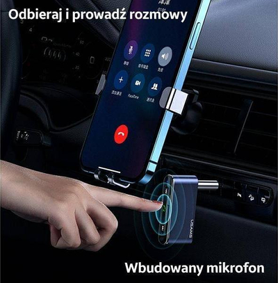 Marrës audio Bluetooth për makinë USAMS 3.5DC, AUX 3.5 mm, USB C, blu i errët