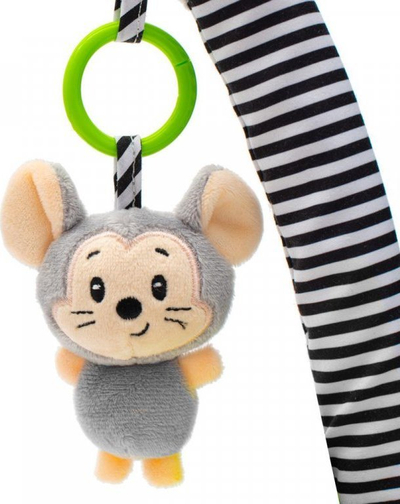 Hark lodrash pelushi Baby Mix Plush Arch, për karrocë dhe ulëse makine, me lodra të varura, gri
