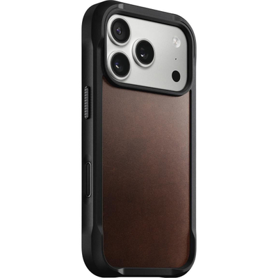Kapak telefoni Nomad Rugged Leather për iPhone 17 Pro, lëkurë Horween, i zi