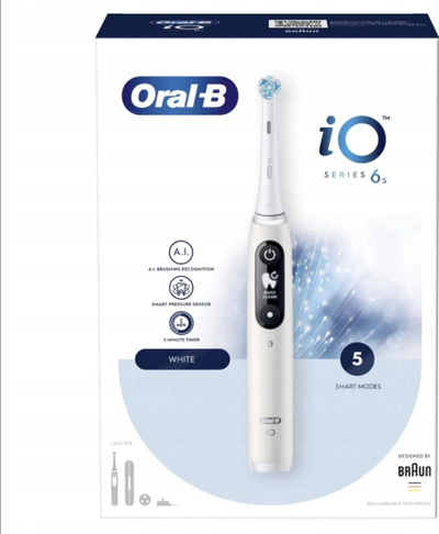 Furçë dhëmbësh elektrike Oral-B iO Series 6, 5 moda pastrimi, ekran OLED, e bardhë