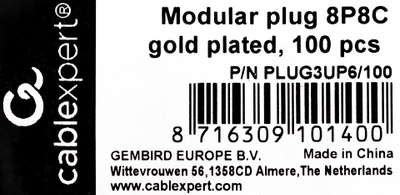 Priza rrjeti Gembird RJ45, UTP Cat 5e, 8P8C, 100 copë, transparente