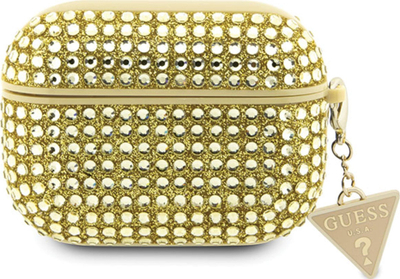 Etui për kufje Guess Rhinestone Triangle, për Apple AirPods Pro, hardcase, gold