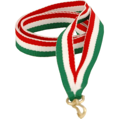 Shirit medaljeje Victoria Sport Ribbon, 11 mm, me kapëse metalike, kuqe-bardhë-jeshile